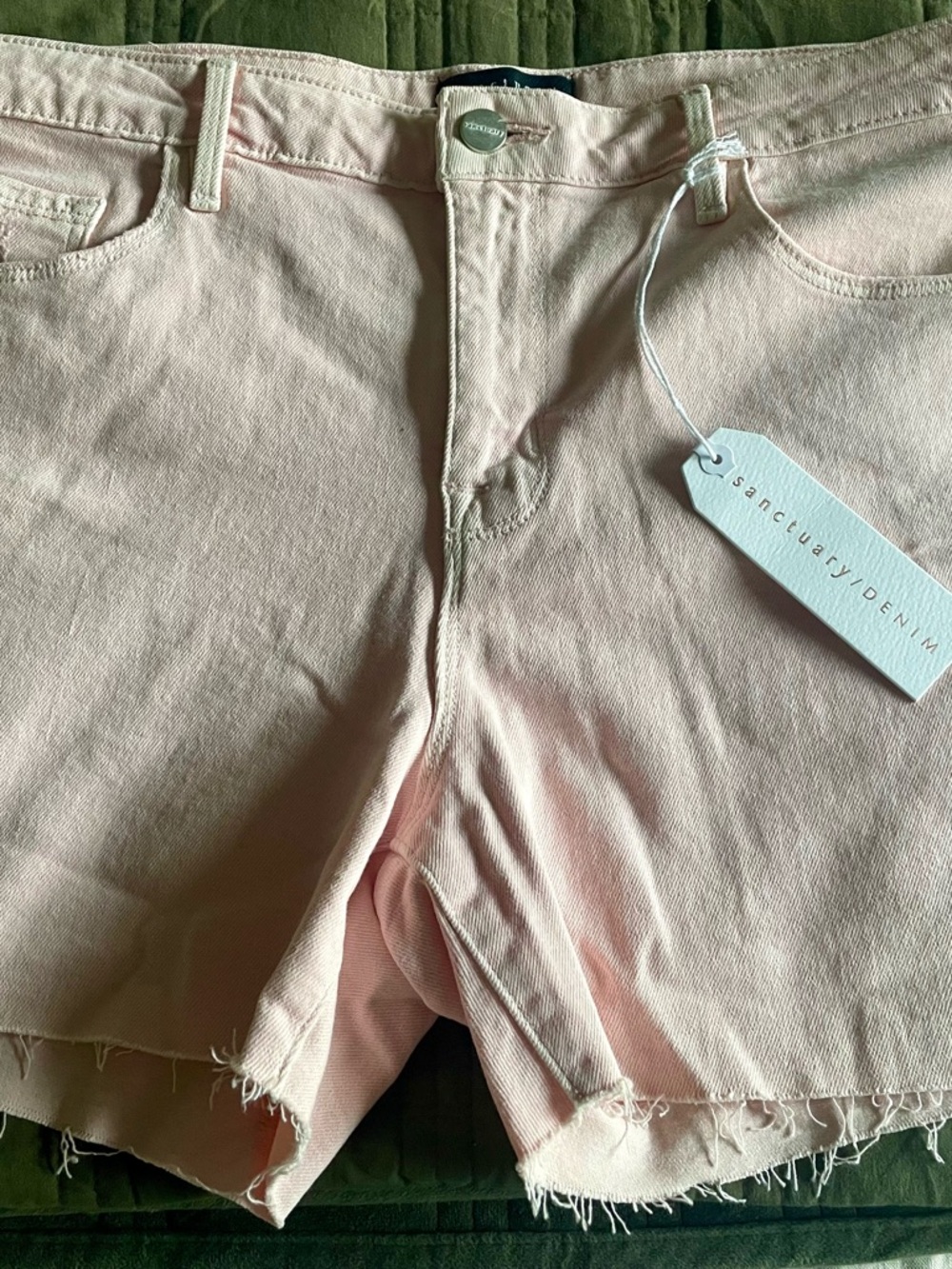 Sanctuary Pink Frayed Hem Denim Shorts